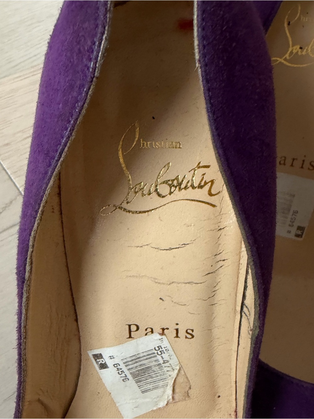 Christian Louboutin Purple Suede Pointed-Toe Pumps - Picture 2 of 7